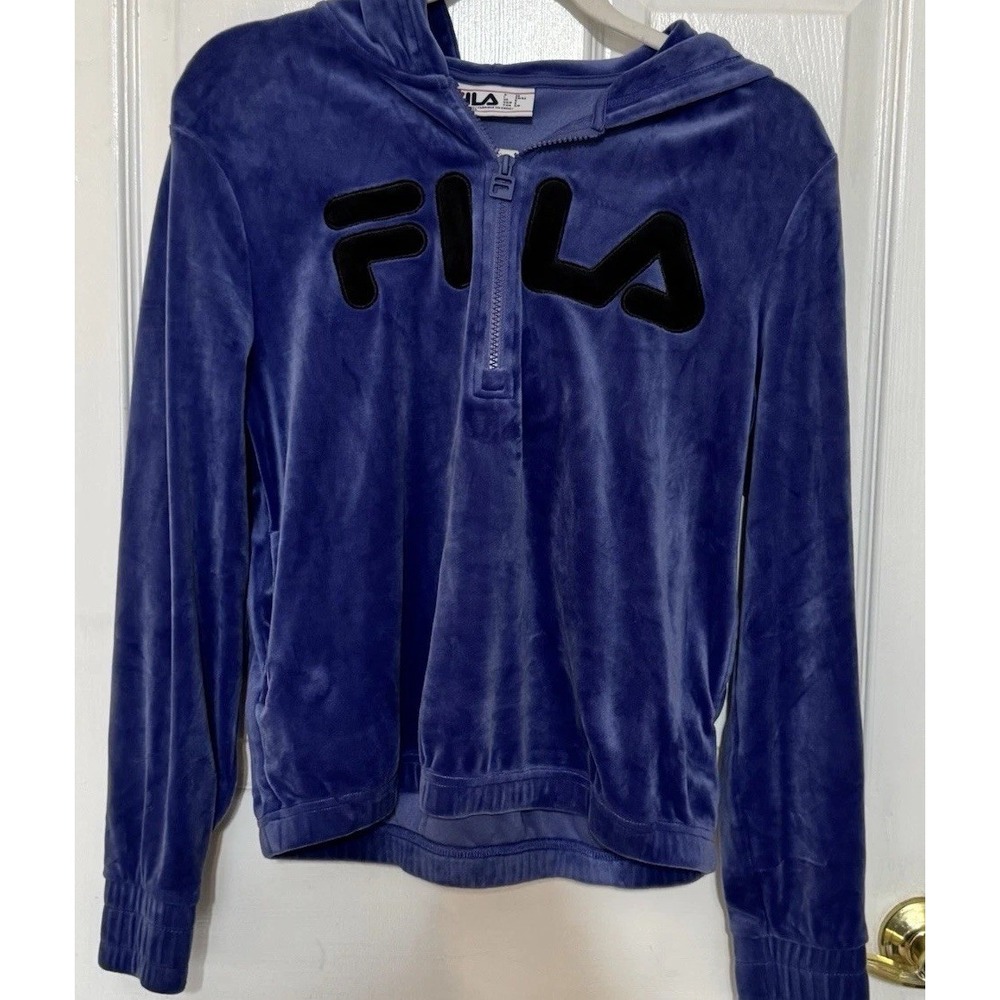 Vintage Fila Velour Tracksuit Jacket - 1/4 Zip Purple Women's Small